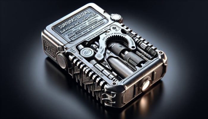 A rugged stainless steel and reinforced plastic survival lighter for harsh mountain conditions.