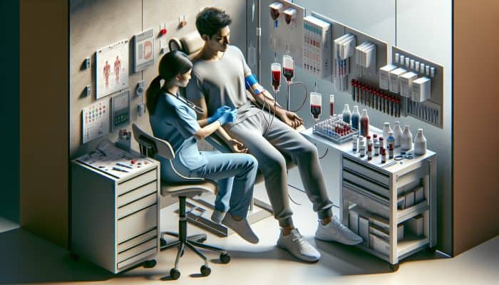 Person receiving ferritin blood test in Enfield clinic, calm atmosphere.