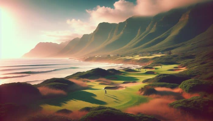 A tranquil South African golf resort on the Garden Route, featuring lush, forgiving fairways and breathtaking coastal cliffs.
