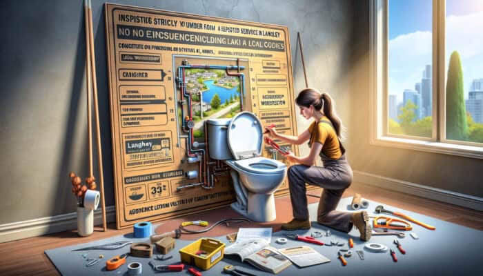 A skilled technician installs a modern toilet in Langley, ensuring quality and compliance with codes.