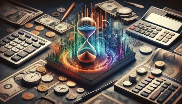 Infographic detailing debt consolidation's impact on credit scores with graphs, charts, and financial documents.