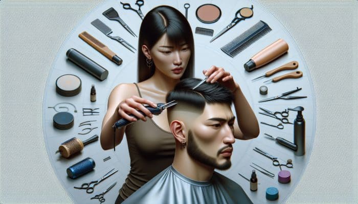 A hairstylist expertly razoring hair with precision, using correct techniques and professional tools.