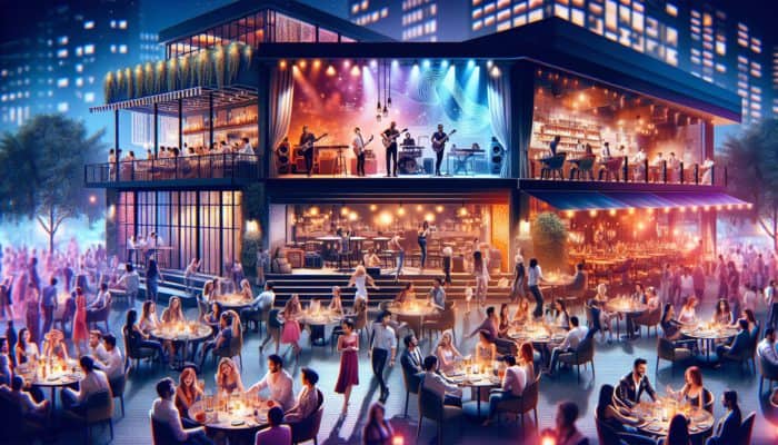 A lively pub crawl at Planet Hollywood with diverse venues including restaurants, bars, and nightclubs.