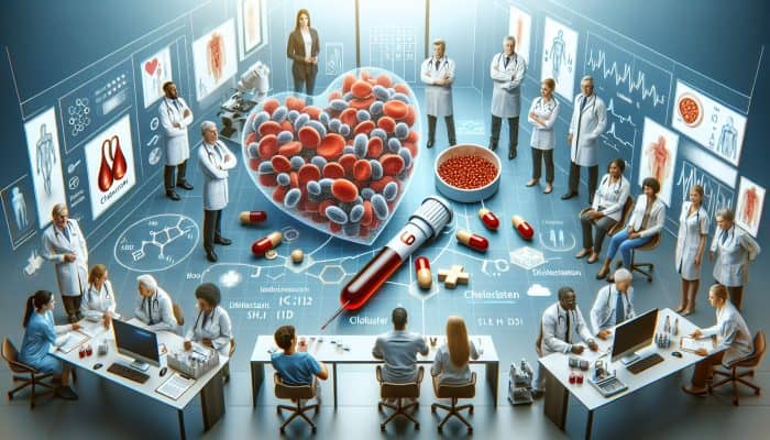 Infographic on cholesterol blood testing with expert insights in a modern Crawley clinic.