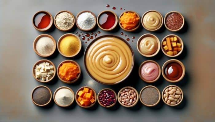 A lean BBQ glaze surrounded by natural thickeners like cornstarch, arrowroot, and pureed fruits.