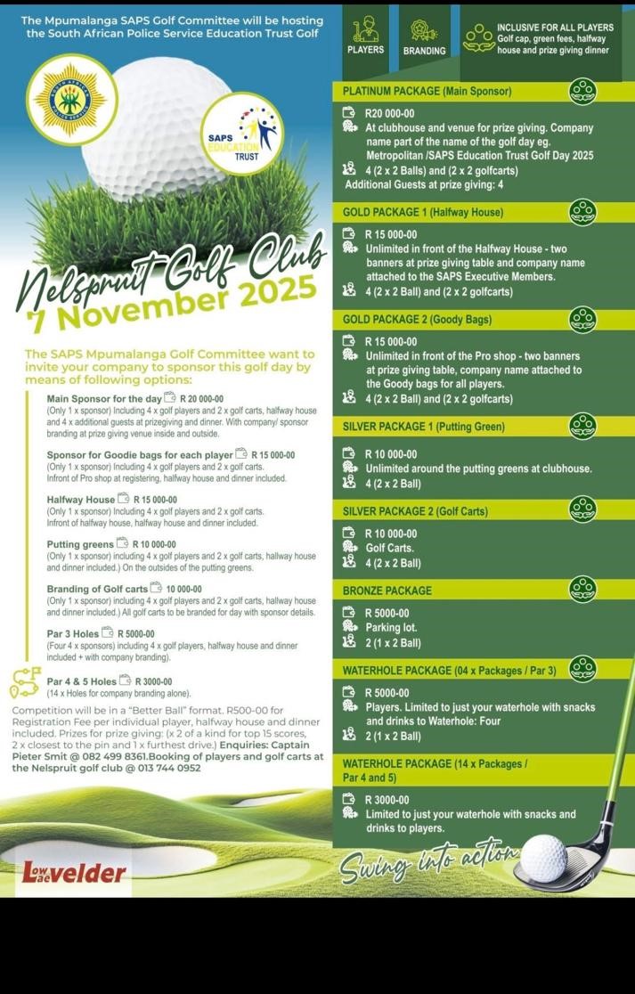 SAPS Education Golf Committee Golf Nelspruit Golf Club 7 Nov 2025