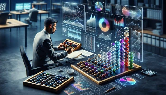 Financial advisor reviewing client's documents, creating personalized debt consolidation plan with charts on desk.