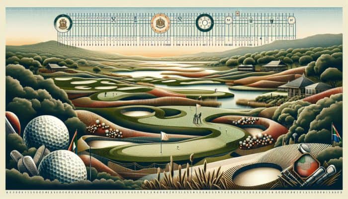 Detailed golf scorecard from Royal Johannesburg & Kensington Golf Club, showing par values, hole lengths, and unique hole characteristics.