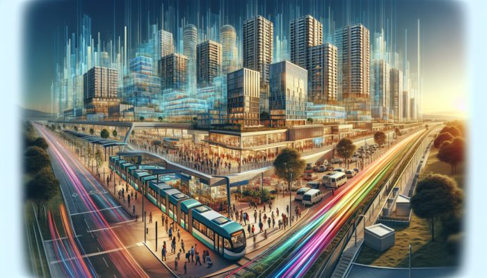 A bustling Umhlanga skyline with modern infrastructure boosting nearby property values.