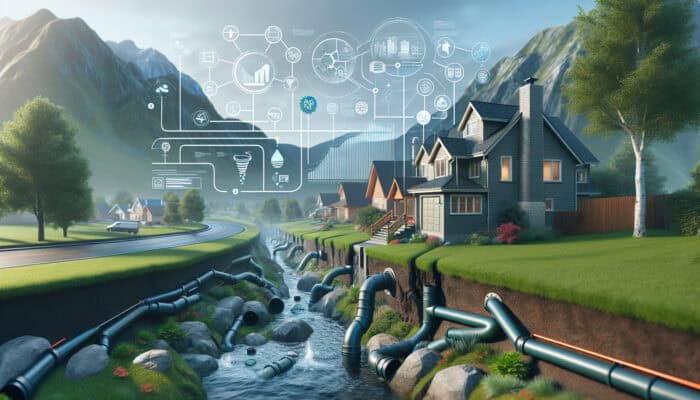 Infographic detailing downspout drainage systems with expert insights in Langley's suburban setting.