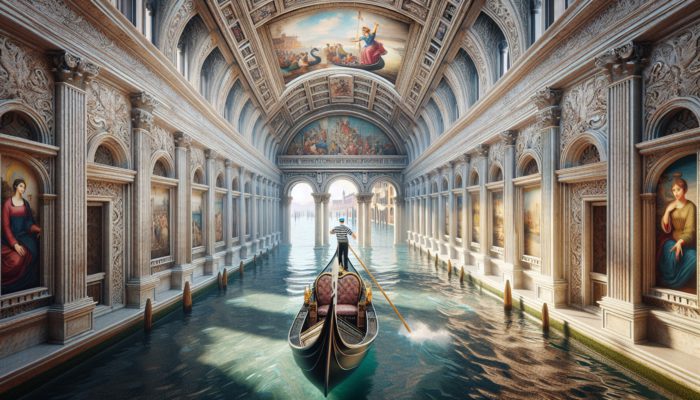 A serene gondola ride at The Venetian with singing gondolier, surrounded by Venetian architecture.