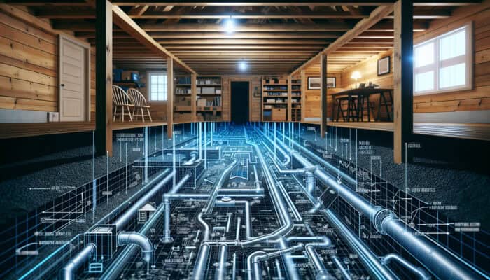 Diagram illustrating a crawl space with expertly installed drainage systems in a Port Coquitlam home.