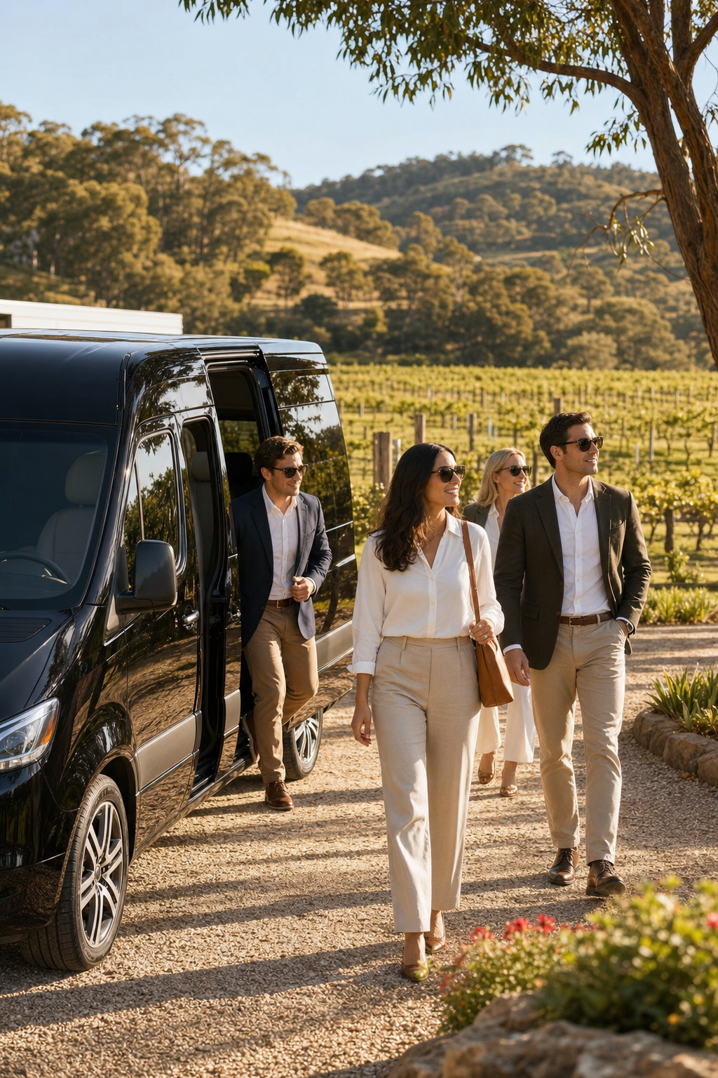 Private corporate wine tour in Melbourne with a luxury vehicle.